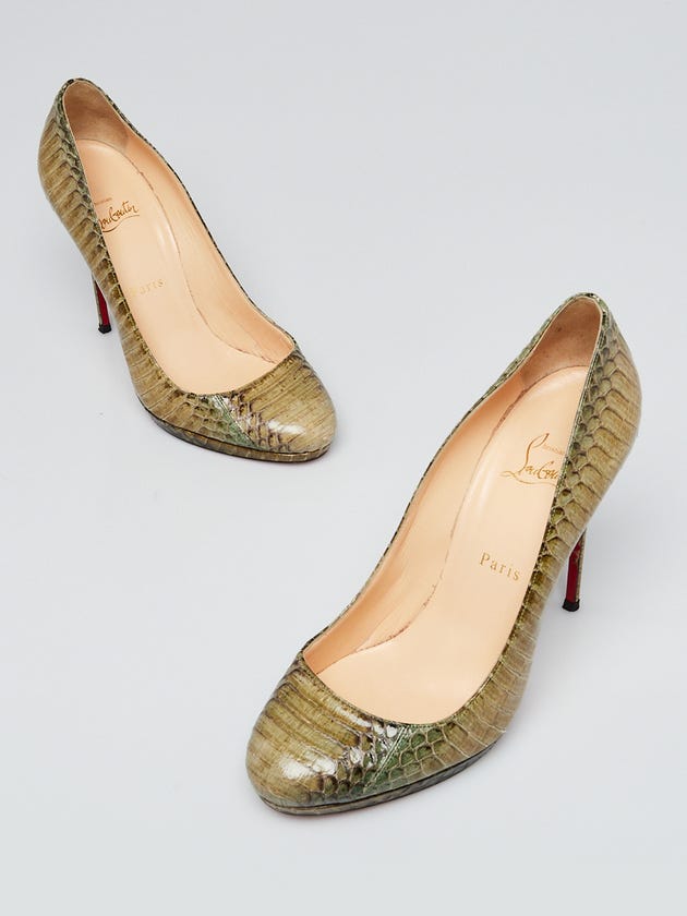 Christian Louboutin Green Python New Simple 120 Pumps Size 9/39.5