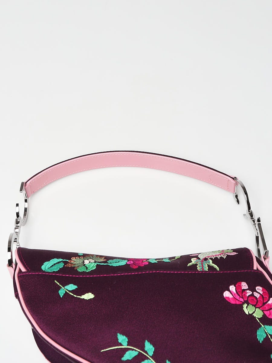 NEW❤️ディオールリボン　パープル　ロール　クローバー Christian Dior Limited Edition Purple Satin Embroidered