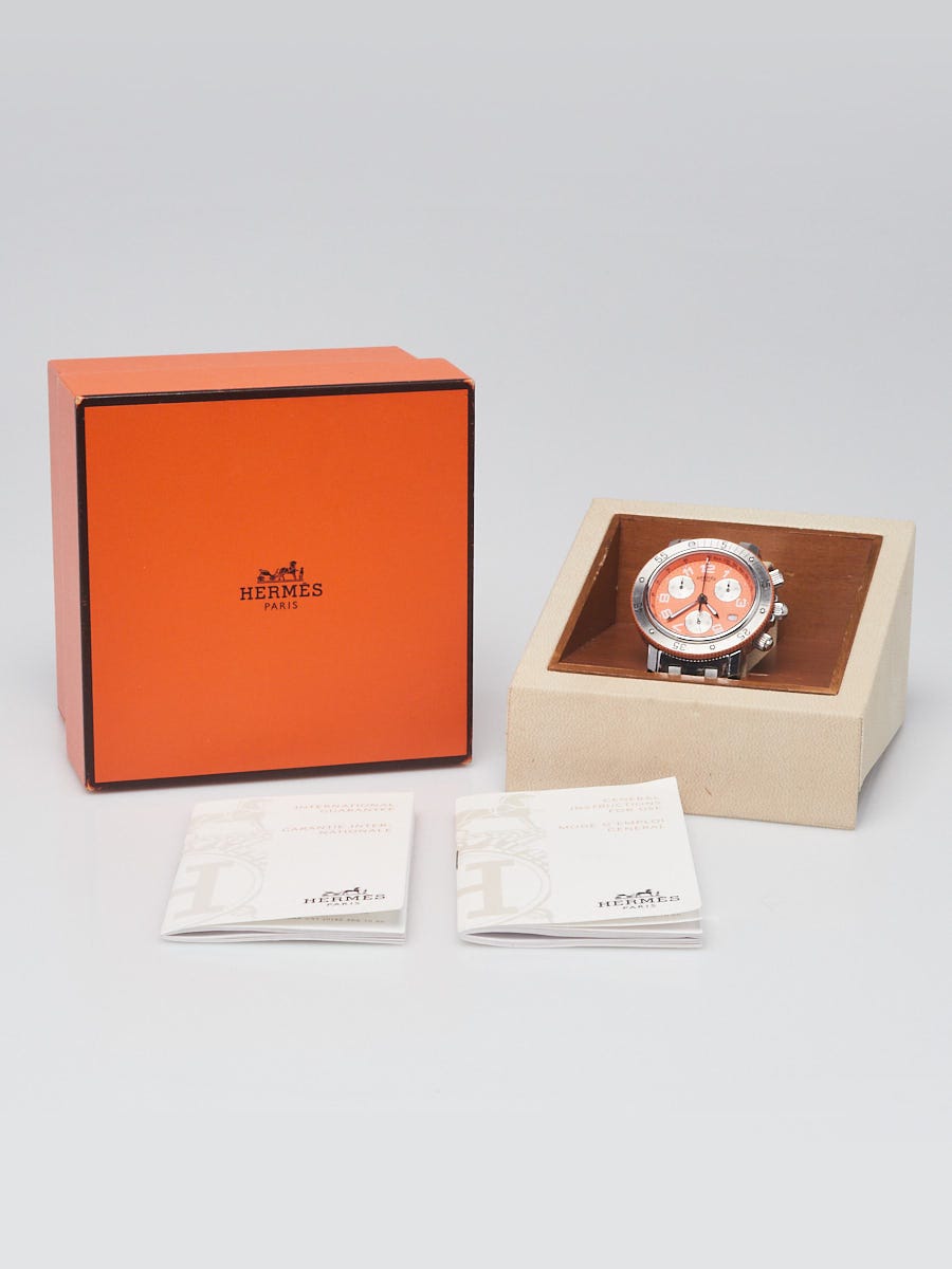 HERMES Watch Box Orange Long Display Case and Small Box Set of 2 Only Empty