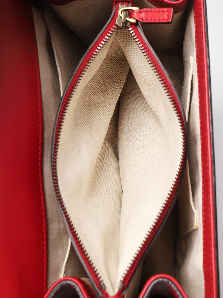 Gucci Red Hibiscus Pebbled Leather Medium Dionysus Top Handle Bag