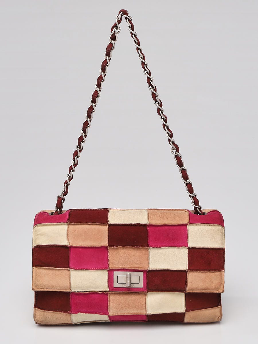 Chanel Pink/Beige Patchwork Suede Mademoiselle Shoulder Bag - Yoogi's Closet