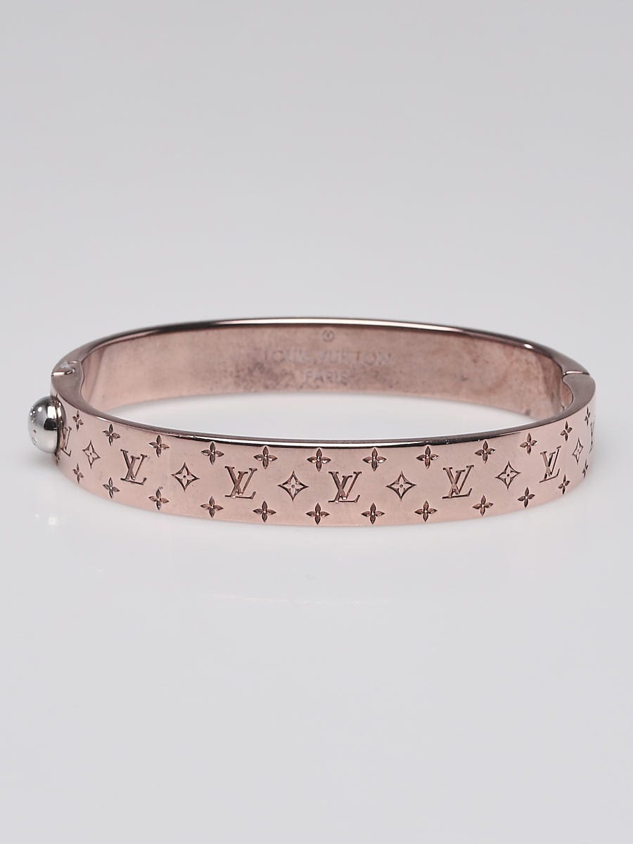 Louis Vuitton Bangle Cuff Nanogram Women's Brass Silver S Size