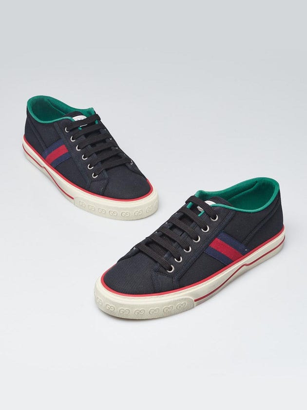 Gucci Dark Blue Canvas Vintage Web Tennis 1977 Sneakers Size 7.5/38