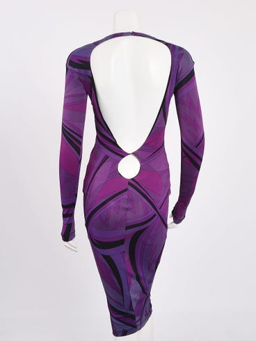 Emilio Pucci Purple/Black Rayon Printed Long Sleeve Dress Size XS | Yoogi's Closet Emilio Pucci Purple/Black Rayon Printed Long Sleeve Dress Size XS | Yoogi's Closet