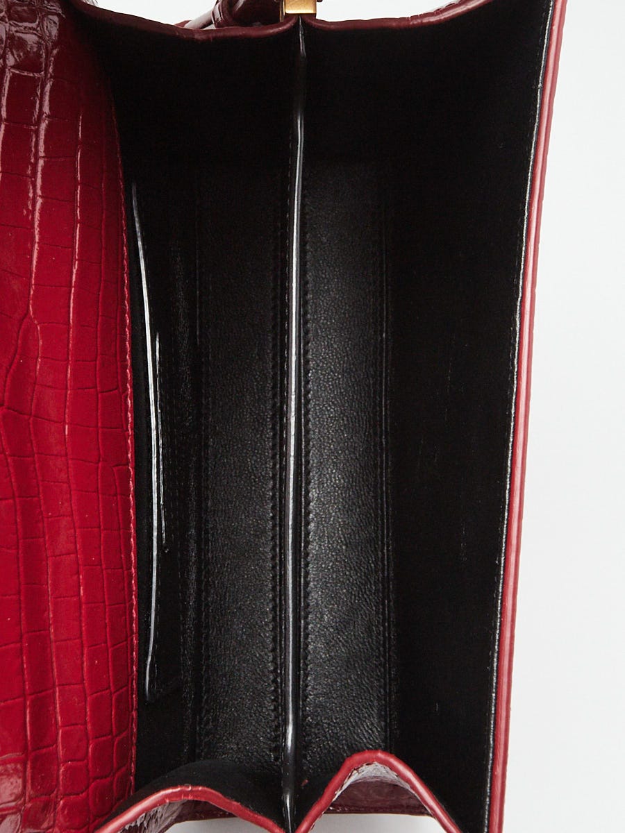 Yves Saint Laurent Red Croc Embossed Leather Cassandra Mini Top