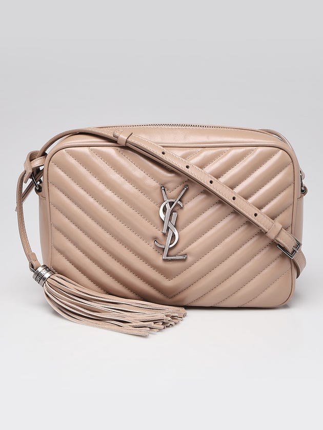 Yves Saint Laurent Beige Chevron Quilted Leather Lou Camera Bag