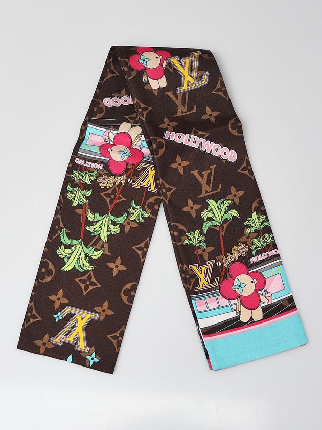 Louis Vuitton Christmas Animation Hollywood Printed Silk Bandeau Scarf