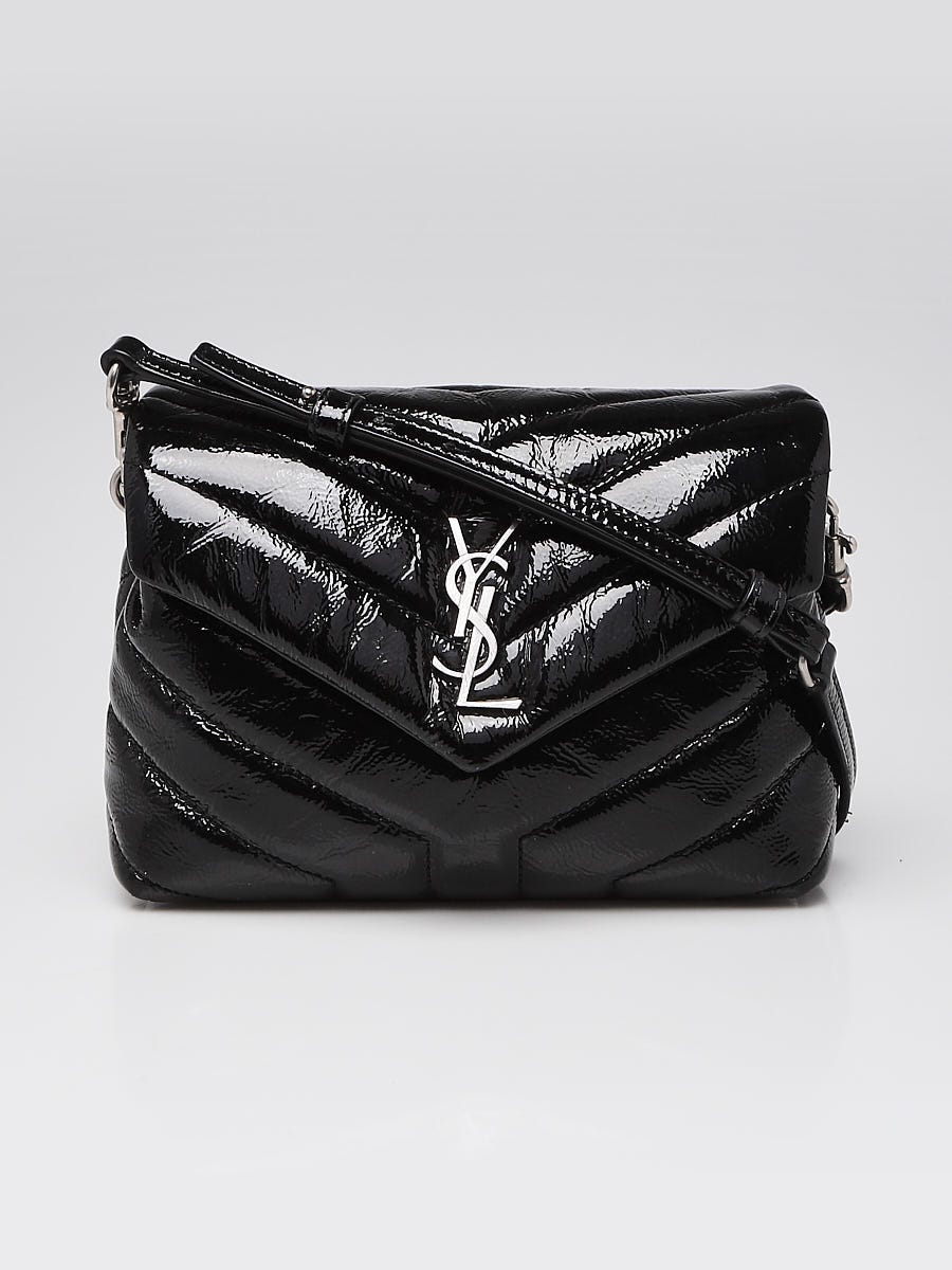 Loulou Mini Patent Leather Shoulder Bag in Black - Saint Laurent