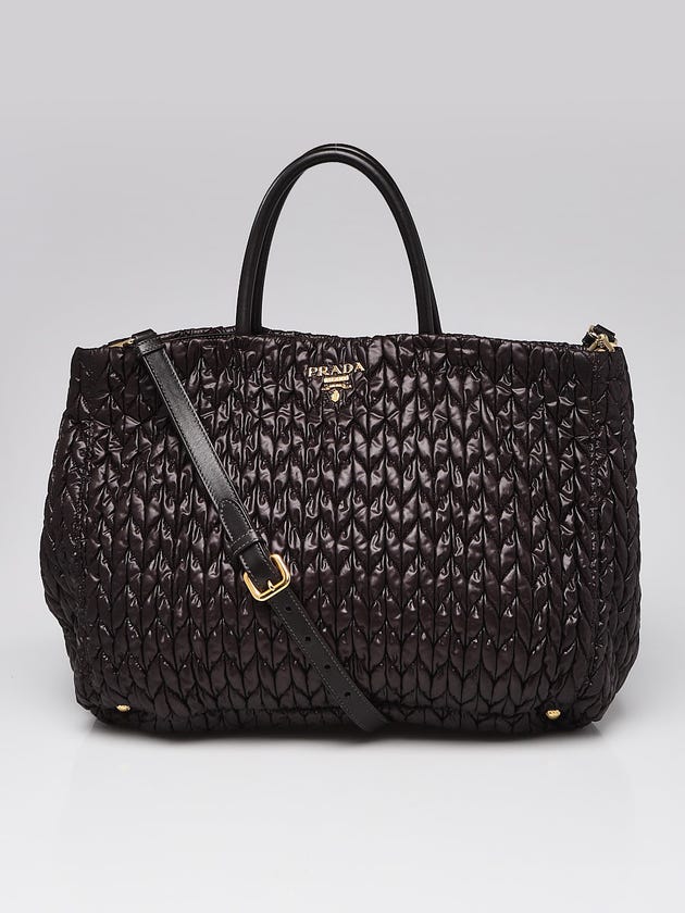 Prada Brown Nylon Tessuto Impuntu Shopping Tote Bag BN2585