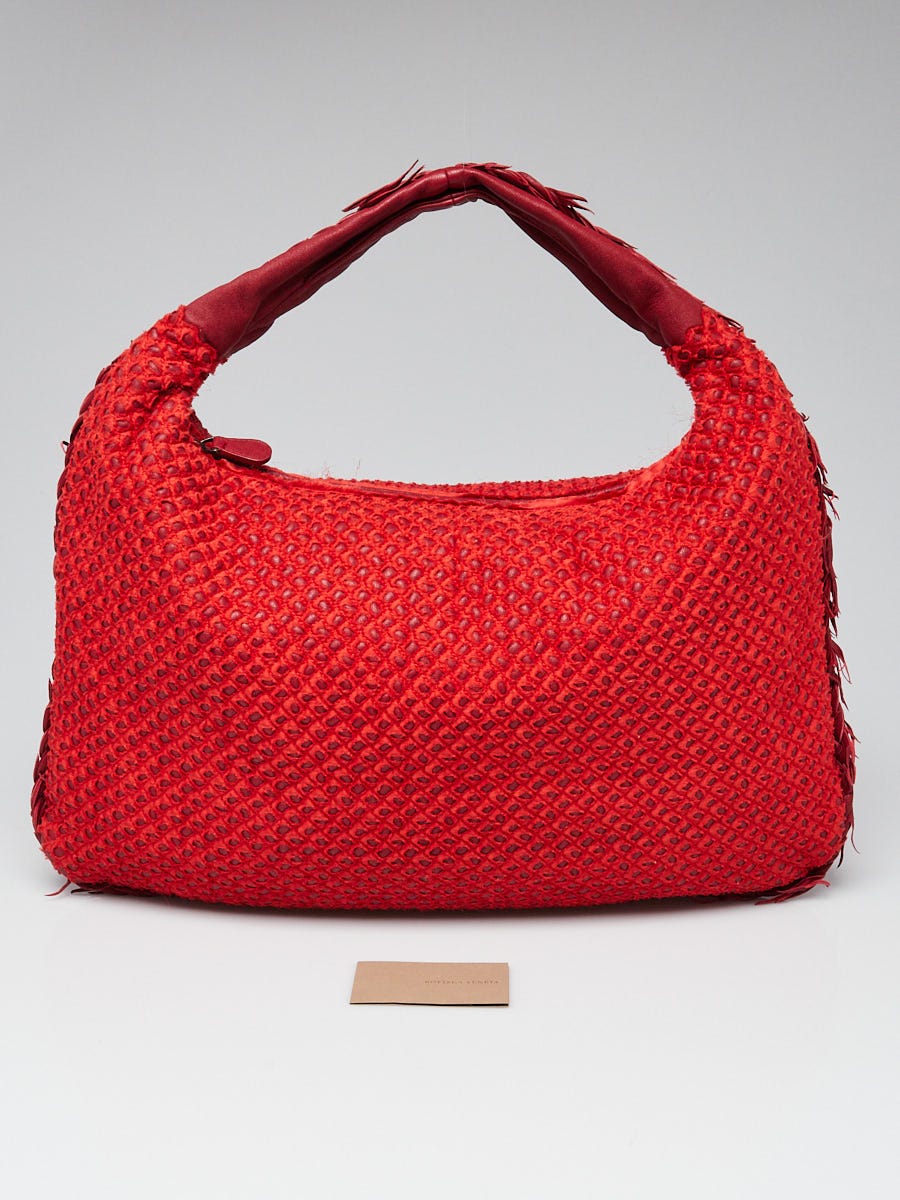 Bottega Veneta PONZA Hobo Red Silk & Leather