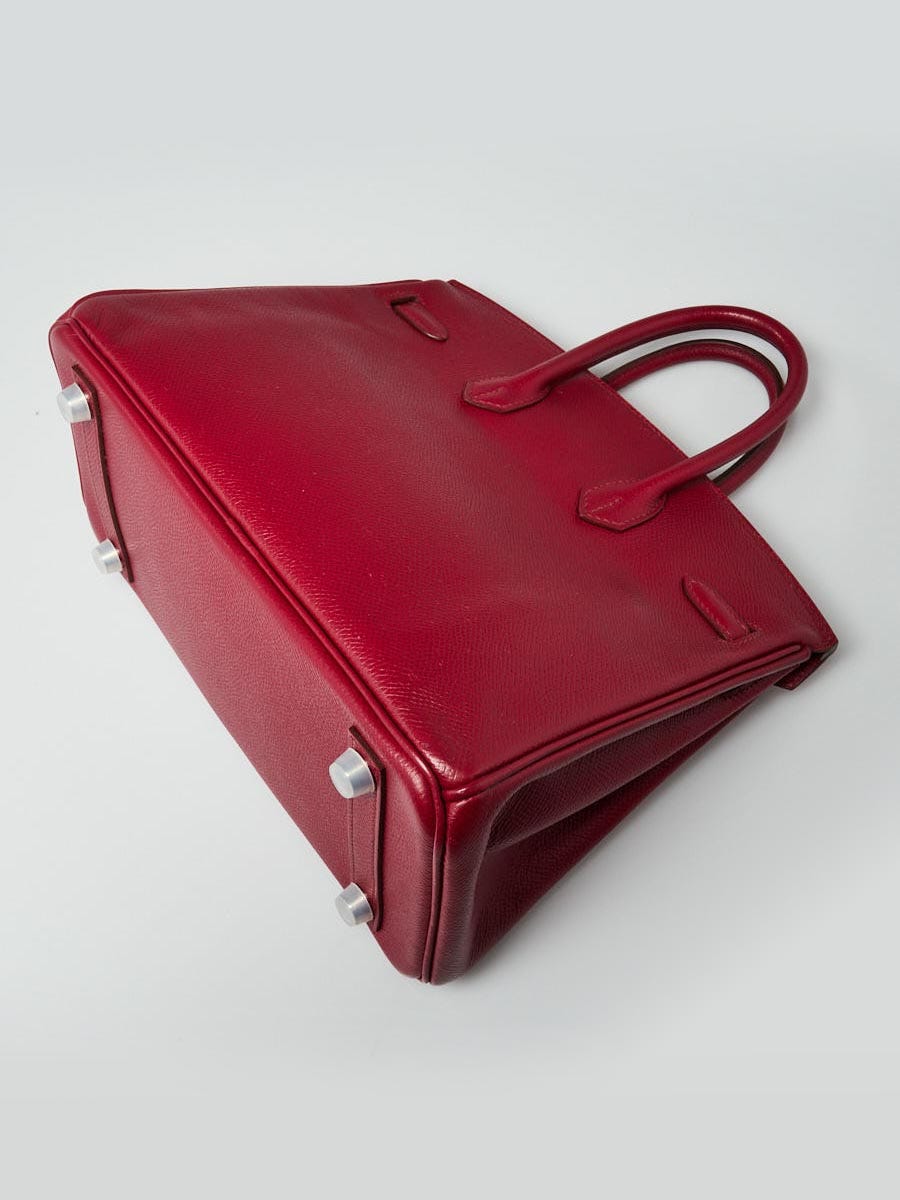 Hermes 25cm Rouge Grenat Epsom Leather Palladium Plated Birkin Bag