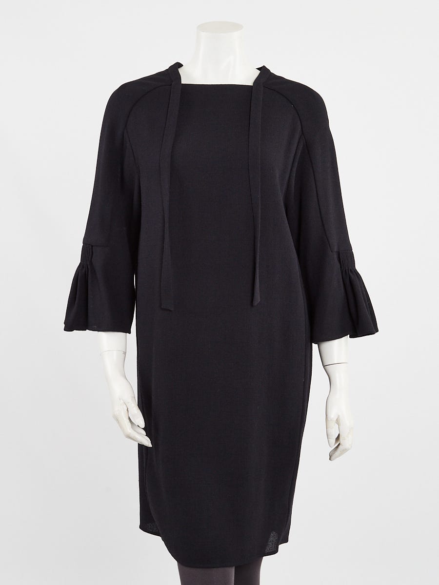 Hermes Navy Blue Wool Long Sleeve Dress Size 2/34