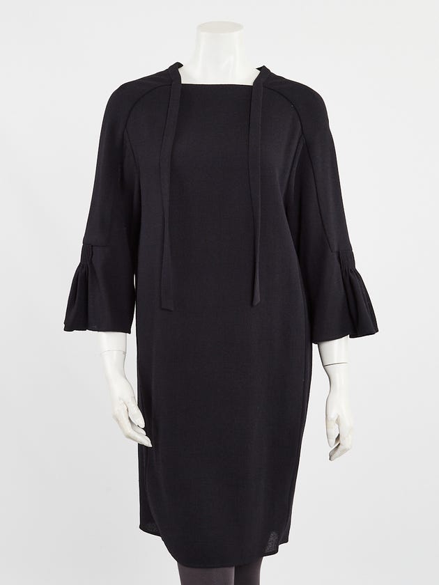 Hermes Navy Blue Wool Long Sleeve Dress Size 2/34