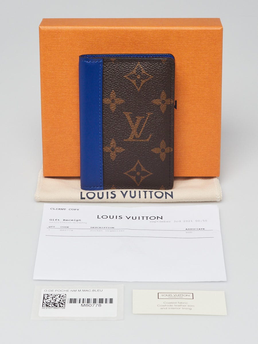 LOUIS VUITTON Monogram Macassar Organizer de Poche Bifold Card Case M80778  Brown Blue Men's