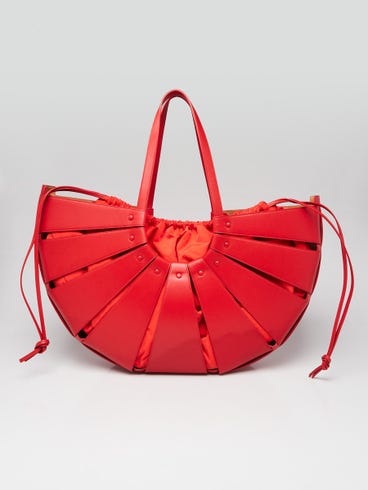 Bottega Veneta Chili Tomato Calfskin Leather Large Shell Bag