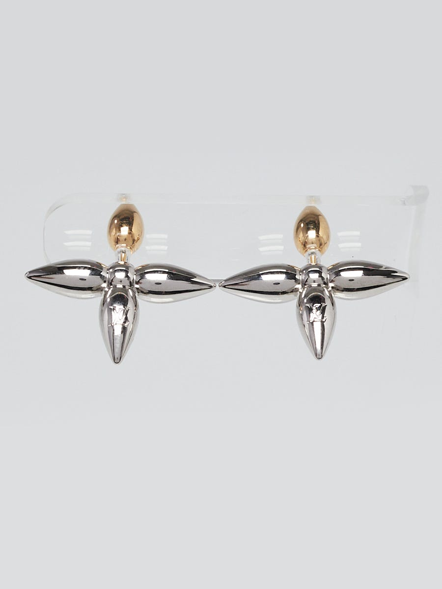 Louis Vuitton Goldtone/Silvertone Metal Louisette Stud Earrings - Yoogi's  Closet