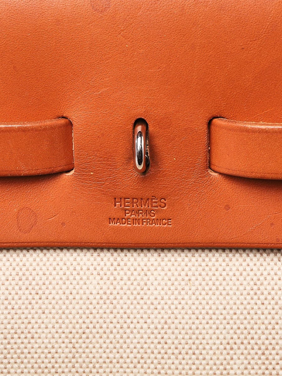 Hermes 40cm Natural/Sable Toile and Leather 2-in-In Herbag Bag
