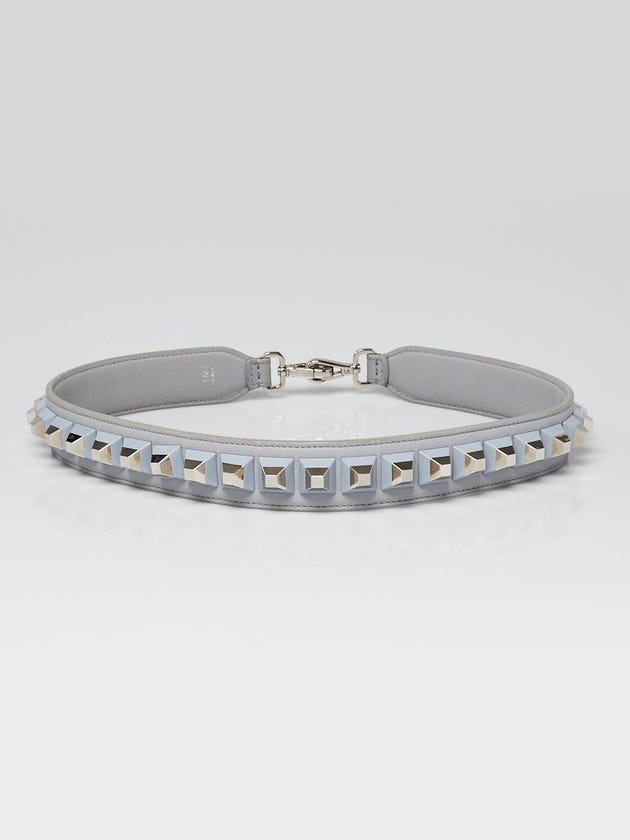 Fendi Grey Leather and Plexiglas Studs Strap You Shoulder Strap
