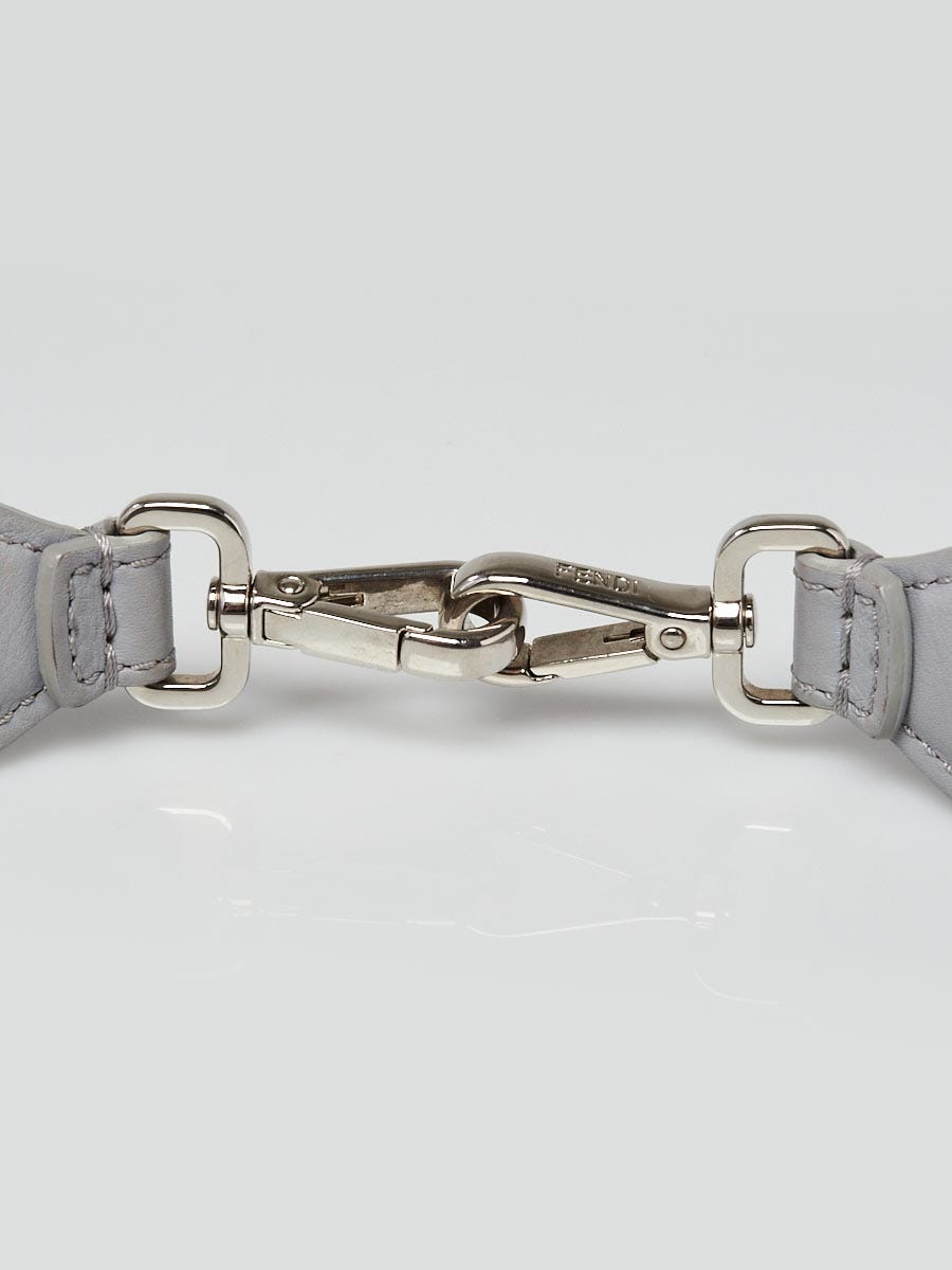Fendi Grey Leather and Plexiglas Studs Strap You Shoulder Strap