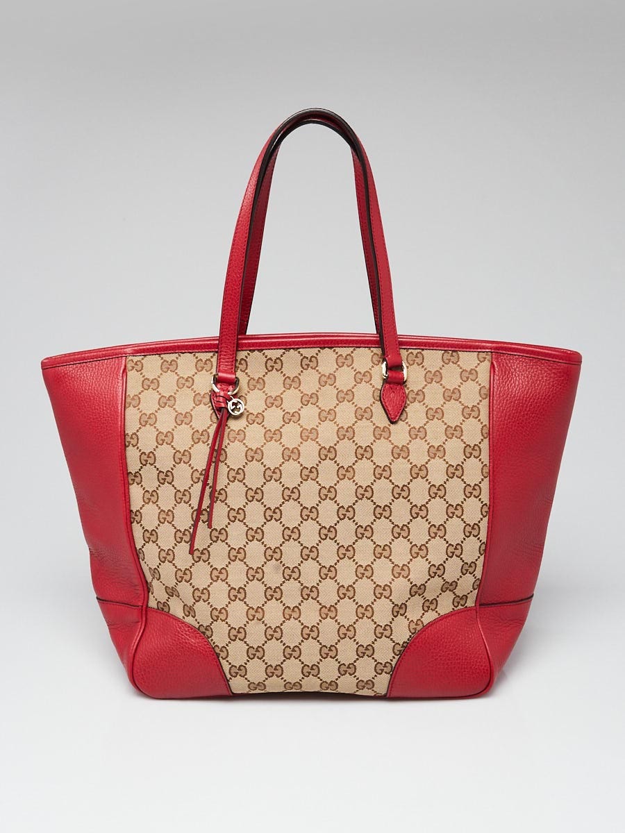 Gucci Red/Beige GG Canvas Bree Tote Bag | Yoogi's Closet