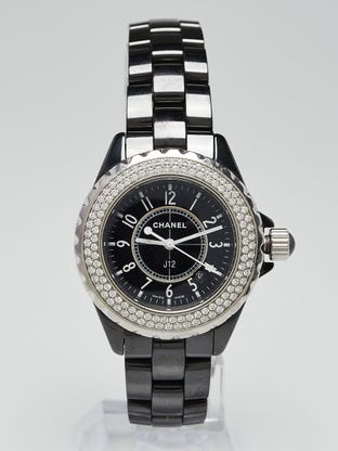 Black J12 Ceramic And Diamonds 33mm Quartz Watch-H0949