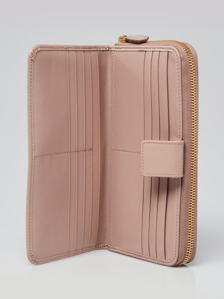 Prada Cipria Vitello Move Leather Zip Wallet 1ML348 | Yoogi's Closet