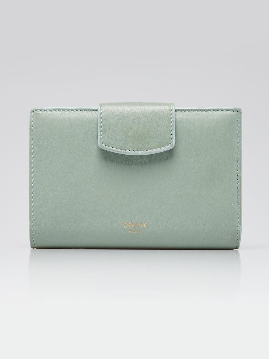 Celine Green Calfskin Leather Compact French Wallet - Yoogi's Closet