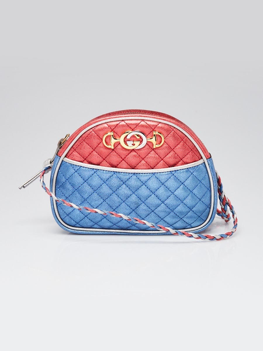 Gucci Red/Blue Quilted Metallic Leather Trapuntata Mini Crossbody Bag -  Yoogi's Closet