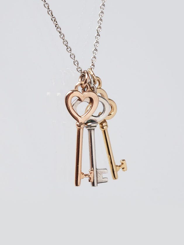 Tiffany & Co. 18k Yellow/Pink/White Gold Three Key Pendant Necklace