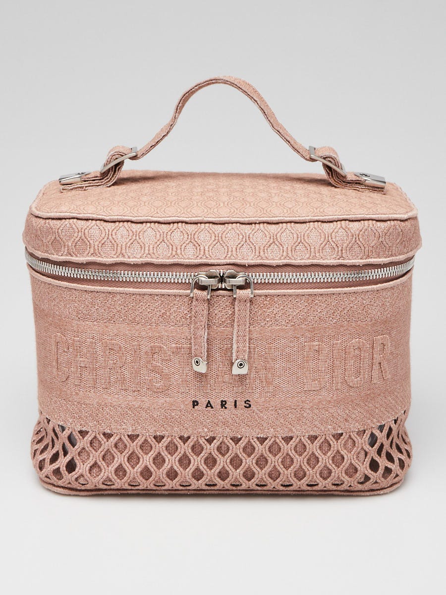 Christian Dior Beige Mesh Embroidered Canvas DiorTravel Vanity