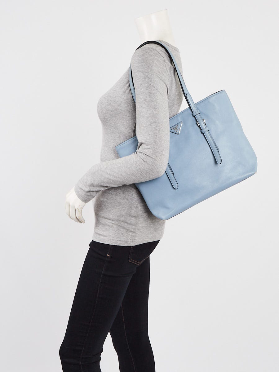Prada Saffiano Leather Shoulder Bag in Blue