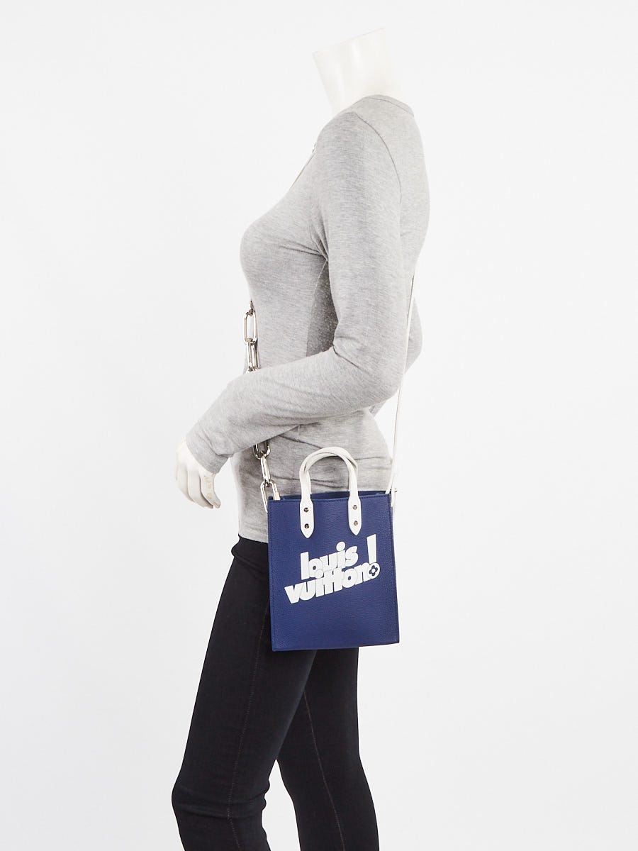 Louis Vuitton Blue Leather Everyday Signature Sac Plat XS Bag