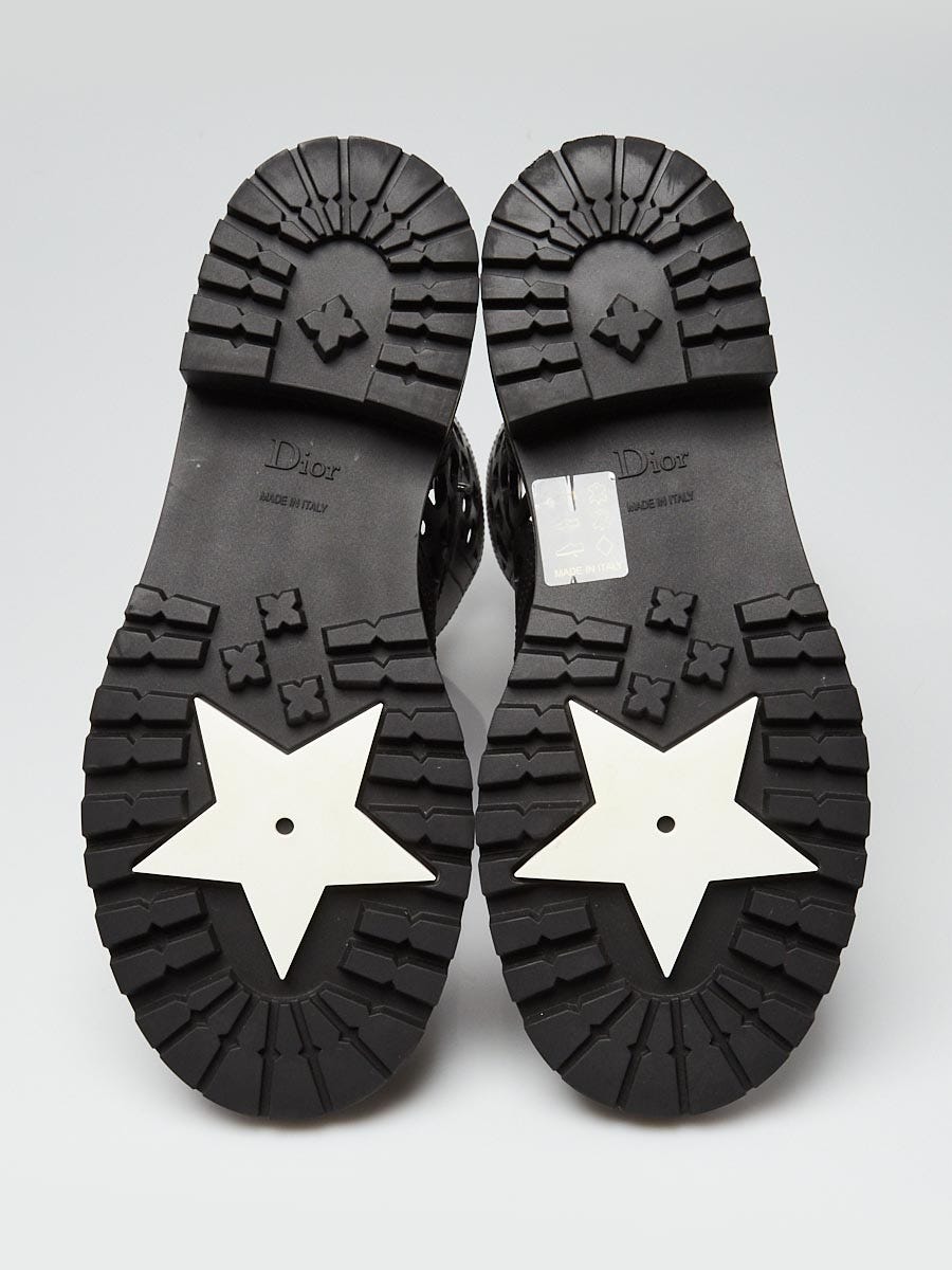 Christian Dior Black Matte Calfskin Leather D-Trap Combat Boots Size 5.5/36