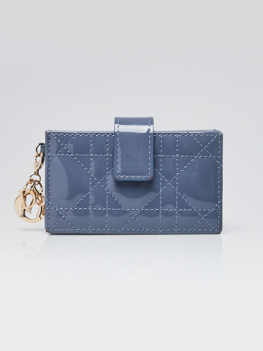 Christian Dior Denim Blue Patent Leather 5 Pocket Card Case - Yoogi's Closet
