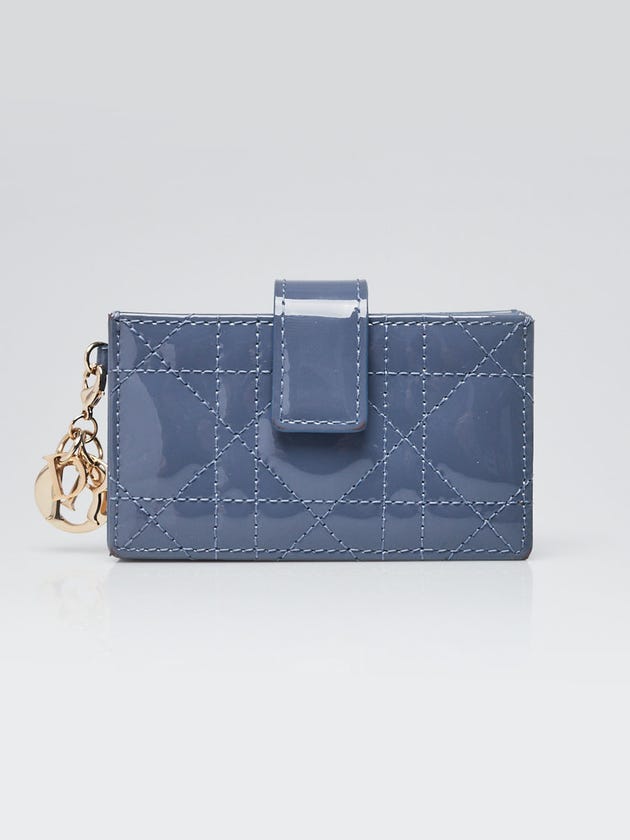 Christian Dior Denim Blue Patent Leather 5 Pocket Card Case