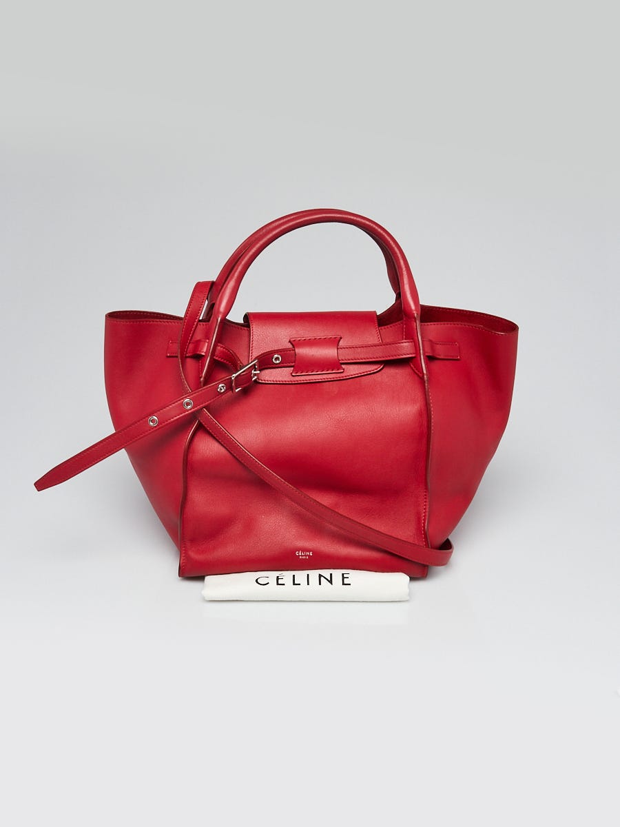 CELINE Ring Small Smooth Leather Tote Bag Red