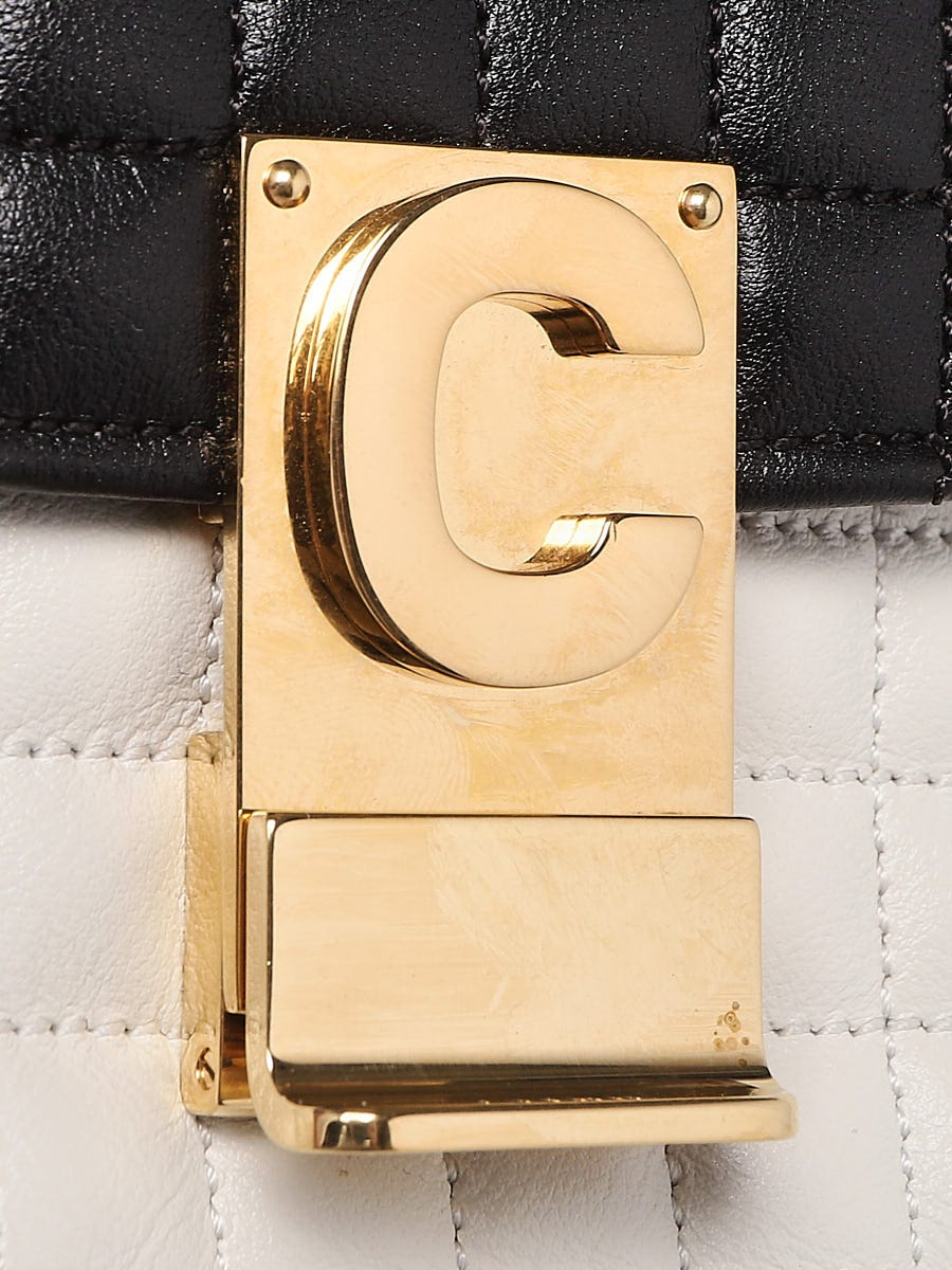 Celine Black/White Quilted Leather Medium C Flap Bag Celine Black/White Quilted Leather Medium C Flap Bag