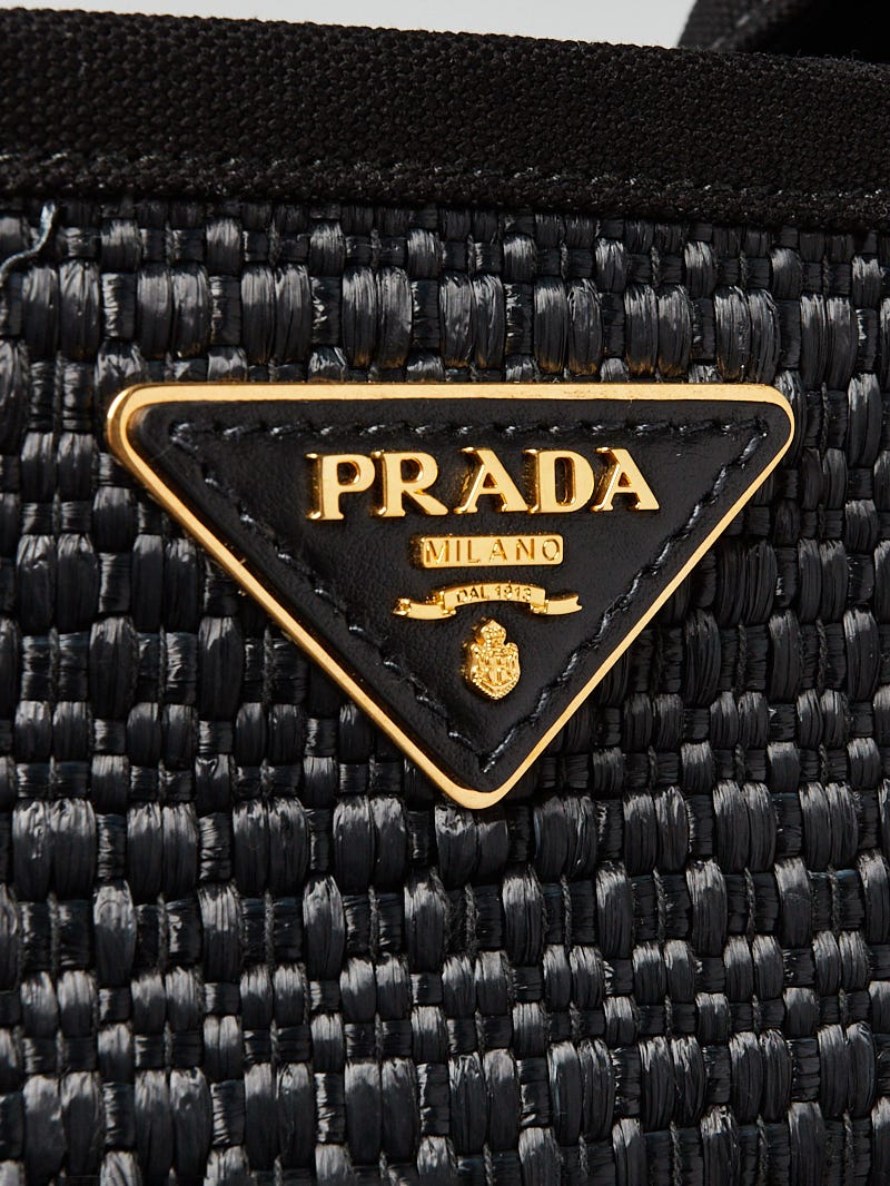 Prada Black Paglia Canapa Canvas Logo-Print Small Tote Bag 1BG155 - Yoogi's  Closet