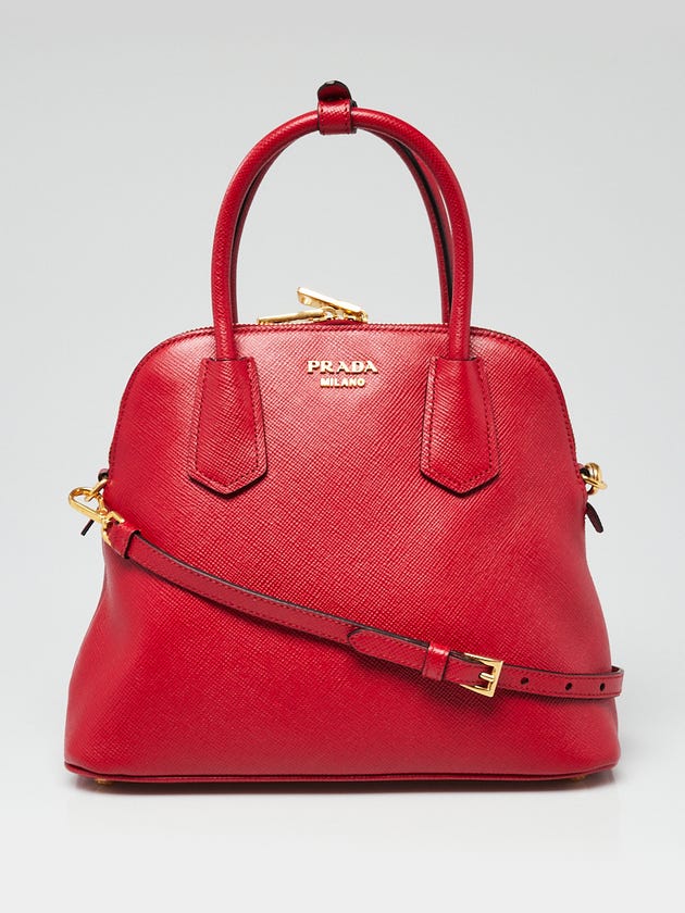 Prada Fuoco Saffiano Cuir Leather Dome Bag BL0907