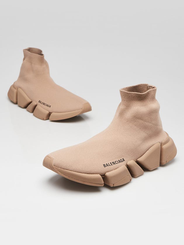 Balenciaga Beige Knit Speed Sneakers Size 10.5/41