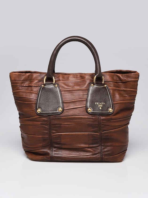 Prada Noce Ruched Nappa Gauffre Tote Bag BN1244