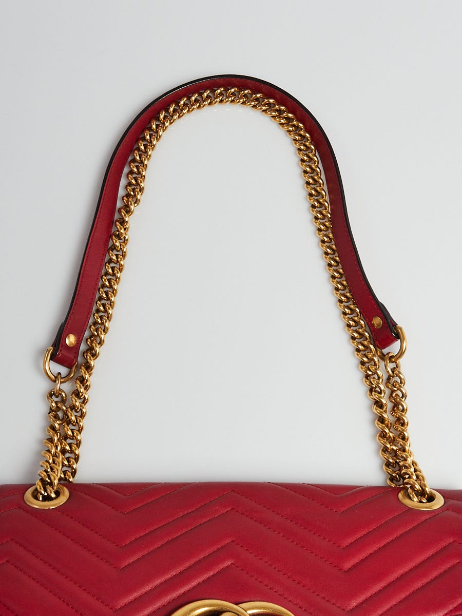 Gucci Red Quilted Leather GG Marmont Medium Matelasse Shoulder Bag -  Yoogi's Closet