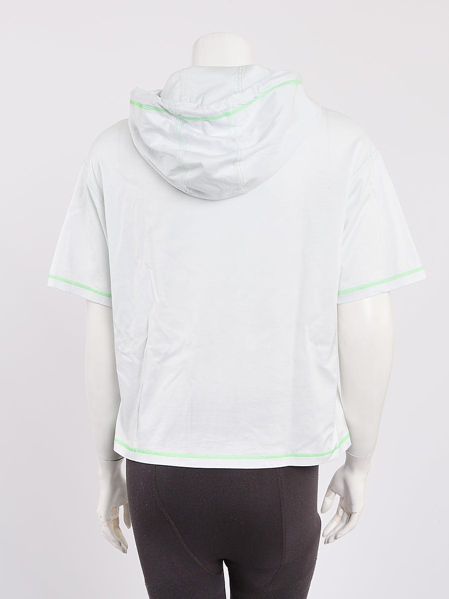 Hermes Bleu Givre Cotton Jungle Love Print Short Sleeve Hoodie Size 8/40