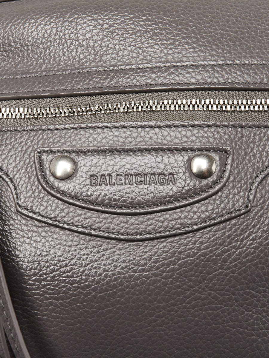 Balenciaga Grey Pebbled Calfskin Leather Small Neo Classic Hobo Bag