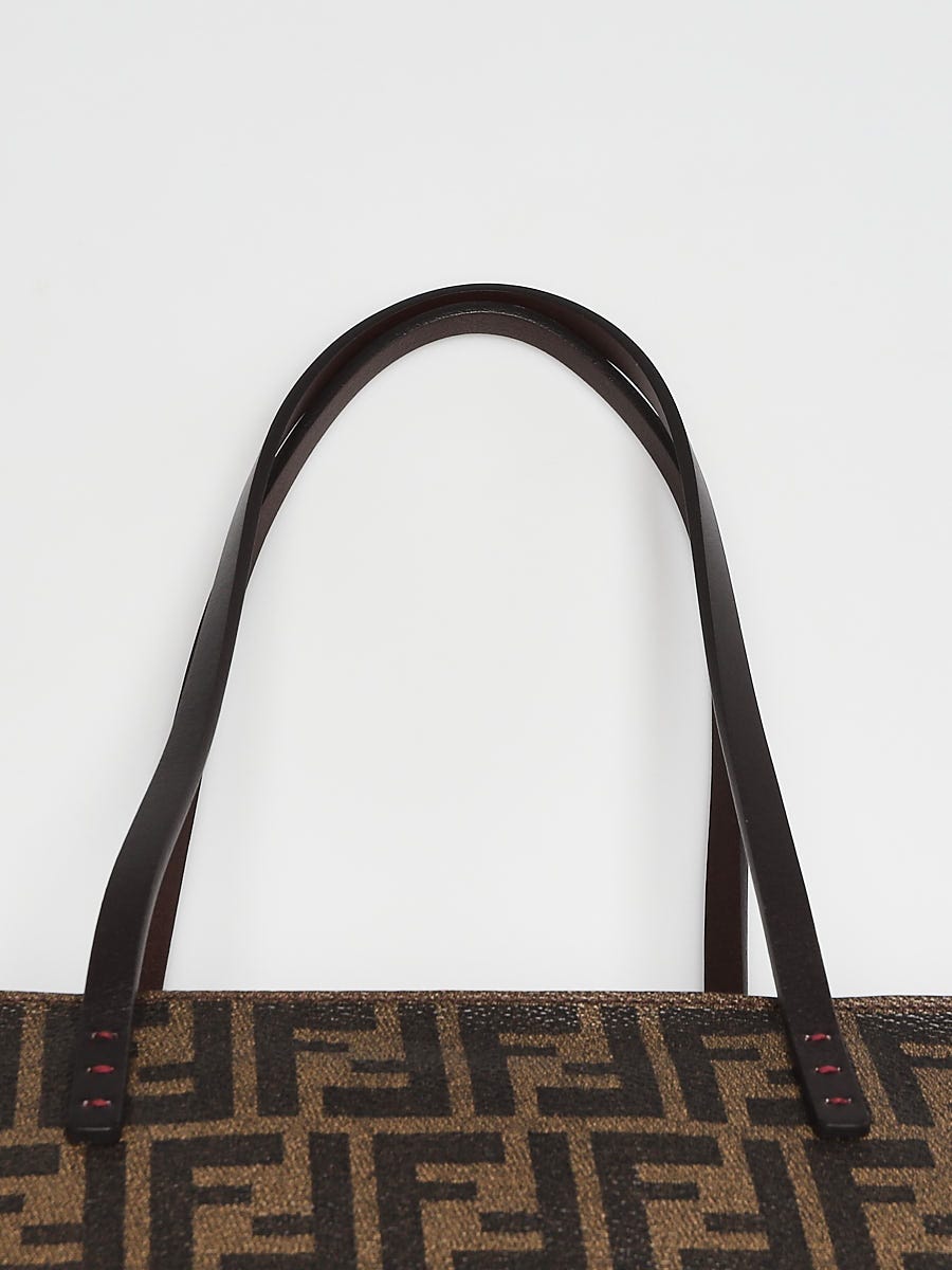 Auth FENDI Roll Bag/Zucca 8BH185-FQ8 Dark Brown Light Brown Jacquard  Leather
