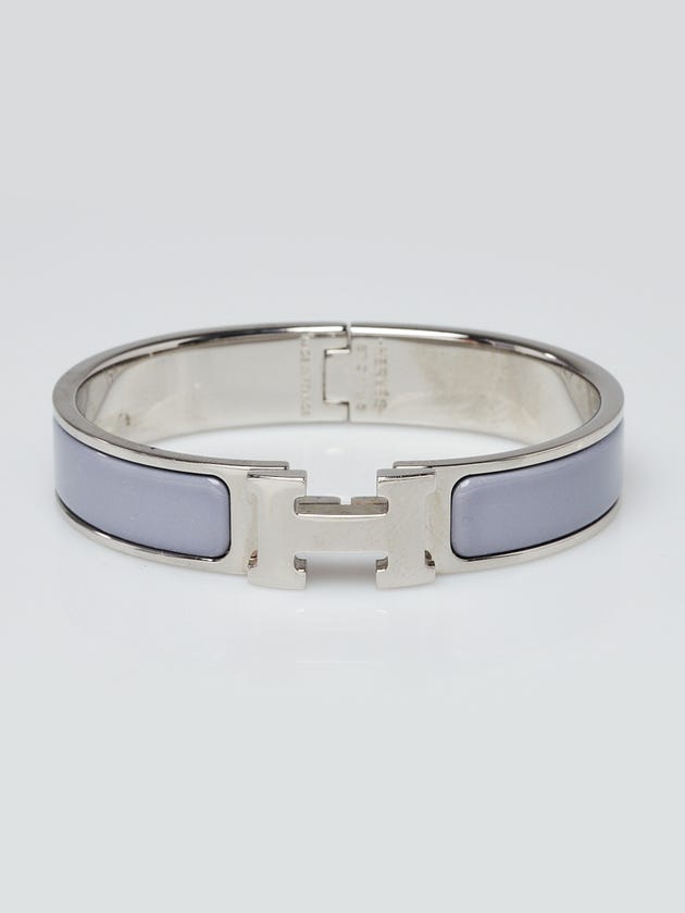 Hermes Purple Enamel and White Lacquered H Palladium Plated Clic-Clac H PM Narrow Bracelet