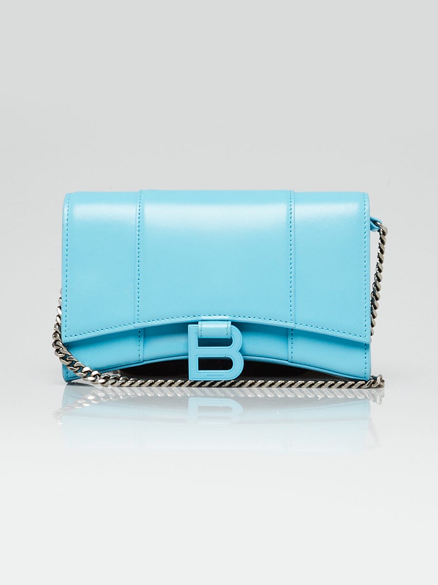 Balenciaga Azur Calfskin Leather Hourglass Chain Crossbody Bag