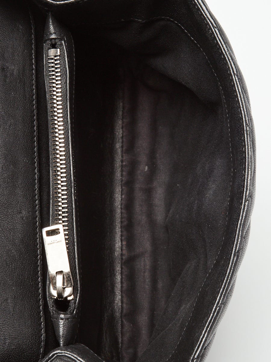 Yves Saint Laurent Black Quilted Leather Monogram Medium