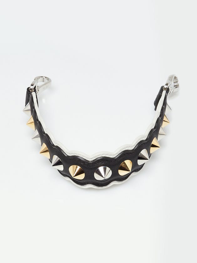 Fendi Black/WhiteLeather Studded Mini Strap You Shoulder Strap