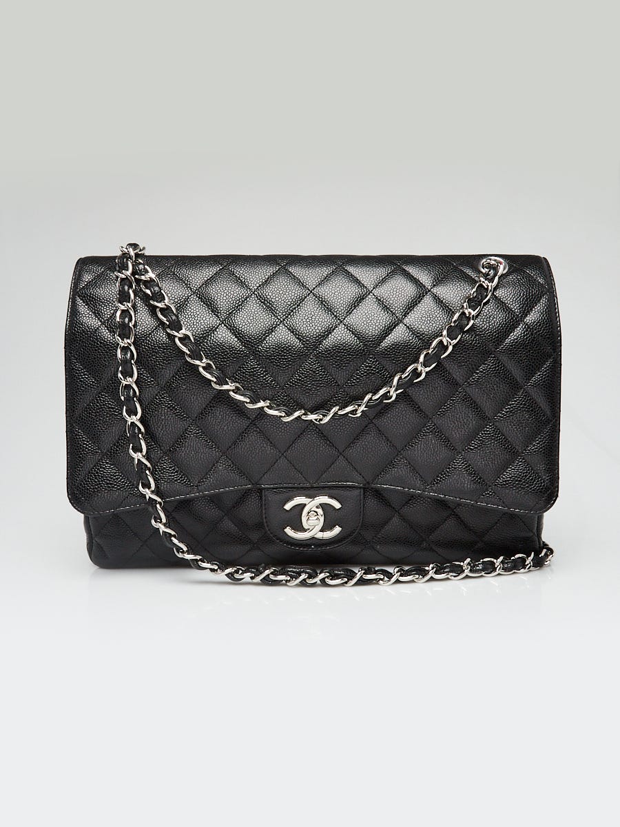 Chanel Black Quilted Caviar Leather Classic Maxi Double Flap Bag
